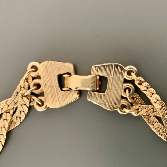 Vintage Three-Strand Braided Gold-Tone Choker Necklace - Picture 2 of 5